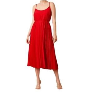 Sam Edelman Red Pleated Midi Dress Sleeveless Size M NWOT